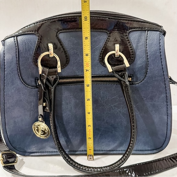 London Fog Navy And Brown Purse Double Handle Handbag Shoulder Bag - Picture 12 of 15